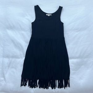 LIKE NEW! Lady Luck BLACK Faux Suede Fringe Dress SIZE S/Petite